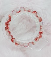 Bransoletka red white glass hand made / 6423 Oliwia Kurowska, Kuba Kurowski
