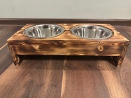 DREWNIANY stojak na miski dla psa