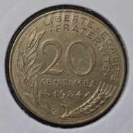 *FRANCJA [0112]*20 centymów CENTIMES 1984 Piąta Republika, Marianna Rośliny