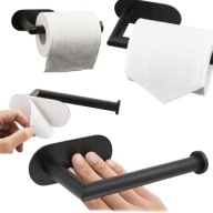 UCHWYT NA PAPIER TOALETOWY METALOWY ŚCIENNY CZARNY ŁAZIENKOWY BEZ WIERCENIA