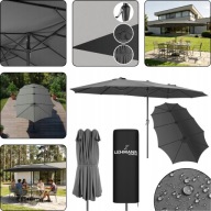 DUŻY PODWÓJNY PARASOL OGRODOWY BALKONOWY WODOODPORNY + POKROWIEC