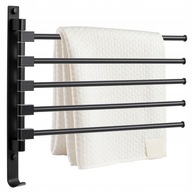 WIESZAK UCHWYT NA RĘCZNIKI OBROTOWY ŁAZIENKOWY ŚCIENNY CZARNY 5 RAMION LOFT