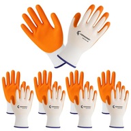 Rękawice Robocze 5 Par BHP Rękawiczki ANTYPOŚLIZGOWE POWLEKANE BIAŁE MOCNE