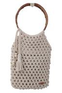 Torba makramowa handmade ze sznurka z bambusowymi rączkami+breloczek gratis