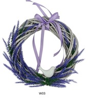 WIANEK NA DRZWI KWIATY LAWENDA FIOLETOWY LAWENDOWY RATTAN 30CM W03
