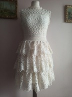 Lily Mcbee sukienka boho gipiura falbany 34/36