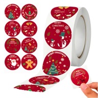 NAKLEJKI NA ŚWIĘTA MIKOŁAJKI PREZENT DEKORACYJNE 500X MERRY CHRISTMAS ROLKA