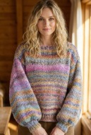 Ręcznie robiony sweter oversize wełna + moher miękki i puszysty