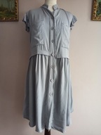 WŁOSKA SUKIENKA z viskozy na lato kieszenie 36