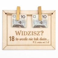 Tabliczka na Pieniądze Drewniana Urodziny 18 Osiemnastka na prezent