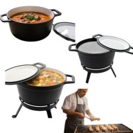 KOCIOŁEK STOJĄCY 8L ŻELIWNY MYŚLIWSKI WĘGIERSKI PIECZONKI OGNISKO GRILL