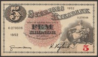 Szwecja 5 koron 1952 - O,2 - stan 1/2