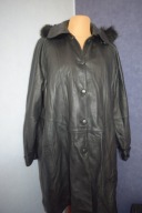 Cristo Pelli Płaszcz skórzany czarny z kapturem na podpince prawie nowy_50