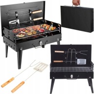 GRILL WĘGLOWY OGRODOWY PRZENOŚNY MAŁY TURYSTYCZNY BBQ SKŁADANY + AKCESORIA
