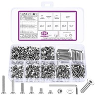 ZESTAW ŚRUBY M3 Z ŁBEM STOŻKOWYM PŁASKIM NAKRĘTKI 496 SZTUK