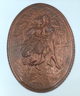 Para szlachecka miedziany Relief płaskorzeźba śliczny obraz z litej miedzi