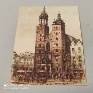 POCZTÓWKA KRAKÓW KOŚCIÓŁ GOTYCKI AKWARELA JERZY PAWŁOWSKI