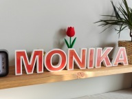 MONIKA - napis, IMIE 3D, litery z żywicą perłową, prezent, dekoracja