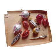 Zestaw 11 bombek choinkowych z PRL. Lata 50-e do 70-ych.