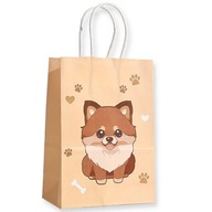 Torebki Papierowe PIESEK 4szt Beżowe Prezentowa z Uchwytem Torba