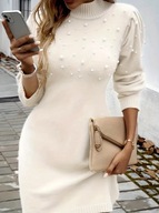 Sukienka mini krótka tunika ciepła jesień zima święta koraliki perły glamou