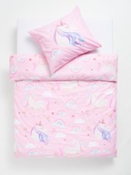 Komplet Pościeli 160x200 cm różowa jednorożce 100% bawełna + 70x80 cm