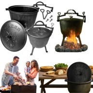 KOCIOŁ ŻELIWNY MYŚLIWSKI GARNEK NA PIECZONKI 10L OGNISKO GRILL DUŻY MOCNY