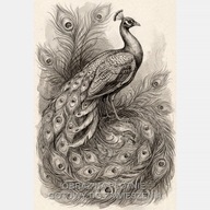 Paw szkic obraz na płótnie 55x80 do salonu ptak pióra rysunek ołówek art