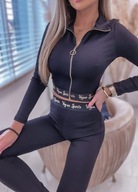 CZARNY KOMPLET BLUZKA + SPODNIE LEGGINSY XS