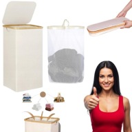 POJEMNIK SKŁADANY KOSZ NA PRANIE DO ŁAZIENKI WĄSKI WYSOKI 63L SCHOWEK