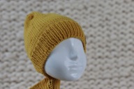 Wełniana czapka dziecięca, rozm. 48-50cm 100% wełna merino musztarda, ochra