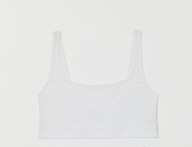 H & M stanik koronkowy miękki softbra top biustonosz biały transparentny XL