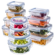 POJEMNIKI NA ŻYWNOŚĆ SZKLANY ZESTAW POJEMNIKÓW SZKLANE PUDEŁKO LUNCHBOX 12x