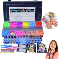 GUMKI DO ROBIENIA BRANSOLETEK ELASTYCZNE ZESTAW 1800SZT + KROSNO I OZDOBY