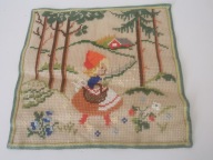 VINTAGE KILIM MAKATKA HAFTOWANA DO POWIESZENIA SKANDYNAWSKA ORYGINALNA