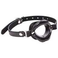 KNEBEL Z DZIURĄ BDSM OTWARTY SILIKONOWY Z OBROŻĄ REGULOWANĄ CZARNY DLA PAR