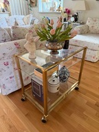 Orsenigo Italy barek stolik na kółkach złoty mosiężny 1990r seria art deco