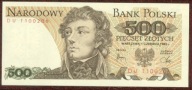 500 zł. 1982 r. ser. DU UNC b. rzadka seria - PIĘKNY !!!