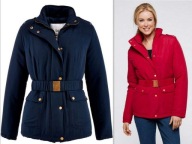 WYPRZEDAŻ Kurtka zimowa 36 S granatowa watowana kożuch ocieplana z paskiem