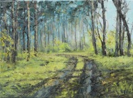 W lesie" obraz olejny na płótnie 30x40cm , oryginał Garncarek Al,,,