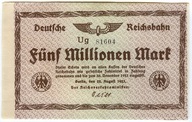 Niemcy - Banknot - 5 000 000 Mark - 1923 - Deutsche Reichsbahn