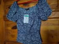 Bluzka kwiatowa z krótkim rękawem(XL) Sinsay