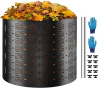 Kompostownik Ogrodowy 220L Rozszerzalny Pojemnik Duża Pojemność Czarny