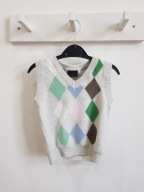 NEXT sweter kamizelka bezrękawnik sweterkowy w romby 80 - 86 cm