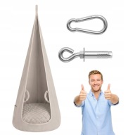 HUŚTAWKA KOKON DLA DZIECI FOTEL WISZĄCY BEŻOWY WYTRZYMAŁY