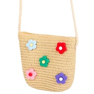TOREBKA DZIEWCZĘCA SŁOMKOWA PLECIONA MAŁA NA RAMIĘ BEŻOWA LATO KWIATKI