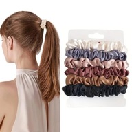 Gumki do włosów mini scrunchies 6szt. satynowe mocne frotki do kucyka gumka