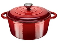 Garnek emaliowany żeliwny Ernesto 5 l Solidny Czerwony garnek z pokrywką