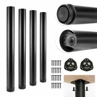 NOGI DO STOŁU BIURKA REGULOWANE CZARNE METALOWE MOCNE ZESTAW 4 SZT 710 MM