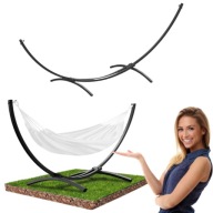 STELAŻ NA HAMAK METALOWY STOJAK OGRODOWY CZARNY DWUOSOBOWY MOCNY 250 KG